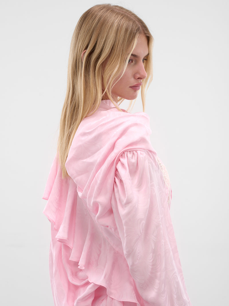 Pink Deconstructed Layered Jacquard Dress (D01FW5-PINK)