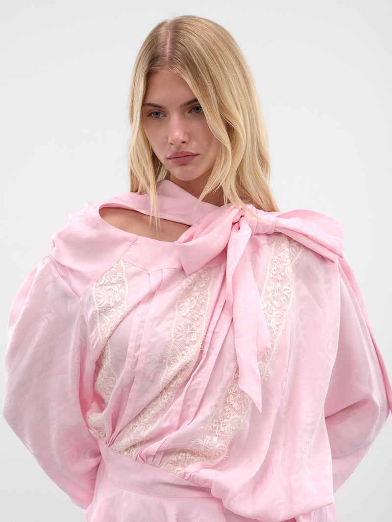 Pink Deconstructed Layered Jacquard Dress (D01FW5-PINK)