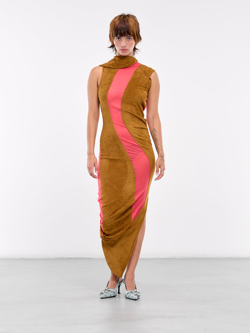 Pendle Dress (D03-35-CARAMEL-HOT-CORAL)