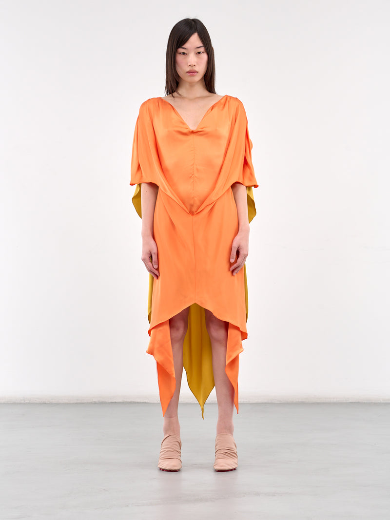 Fornax Draped Midi Dress (D04-58-VIVID-ORANGE)