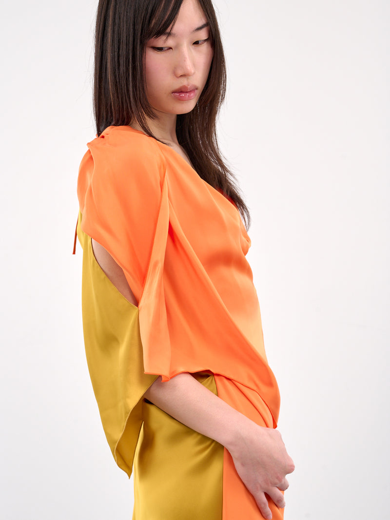 Fornax Draped Midi Dress (D04-58-VIVID-ORANGE)