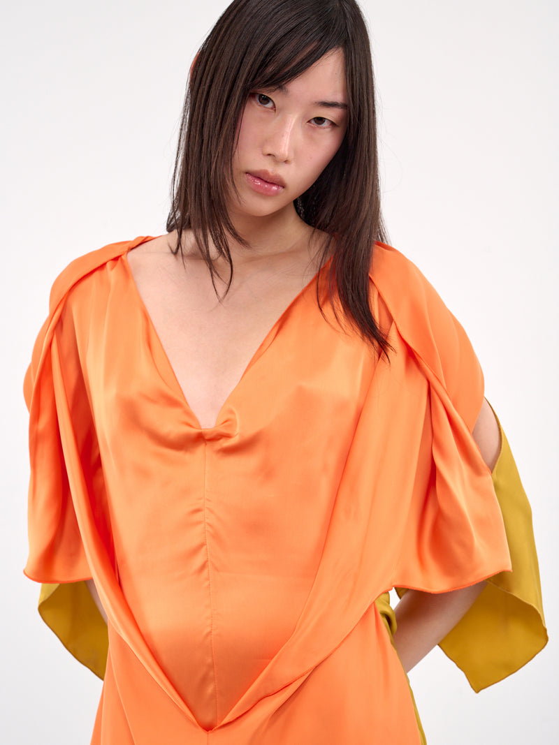Fornax Draped Midi Dress (D04-58-VIVID-ORANGE)