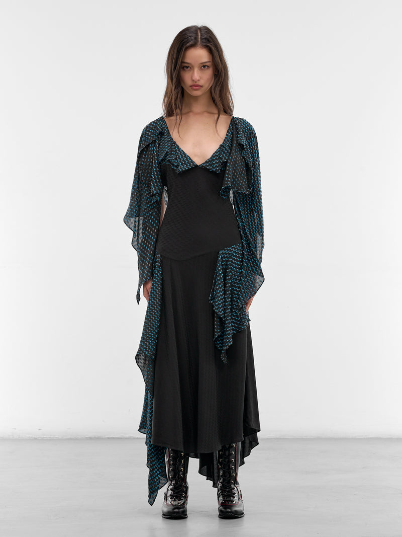 Black Deconstructed Draping Plexus Dress (D04-62-NIGHT-BLACK)