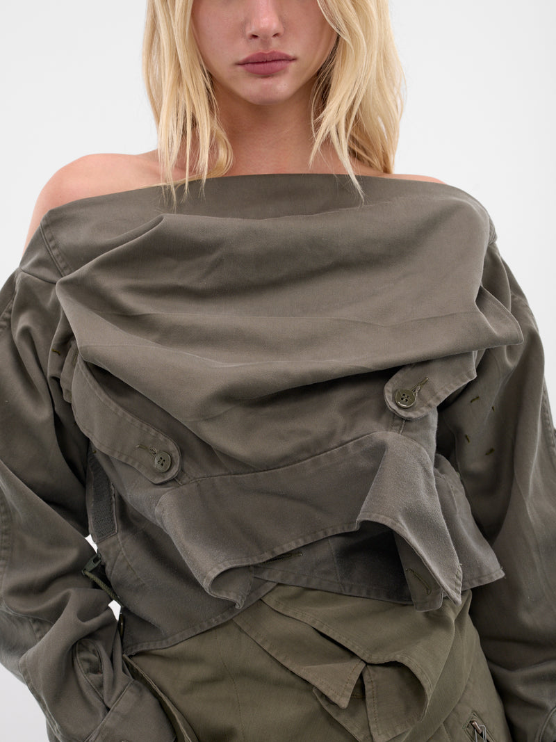 Khaki Deconstructed Army Jacket Dress (D04FW5-KHAKI)