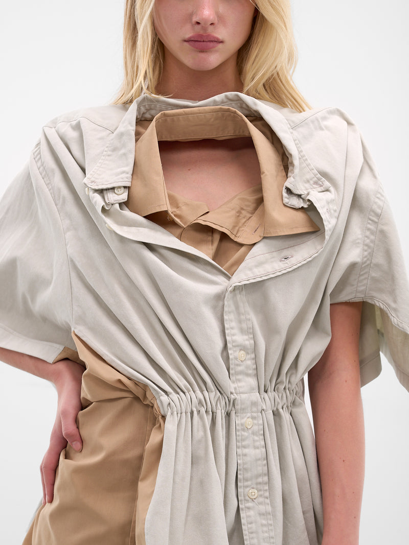 Beige Deconstructed Shirts Mini Dress (D05FW5-BEIGE)