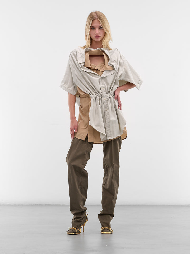 Beige Deconstructed Shirts Mini Dress (D05FW5-BEIGE)