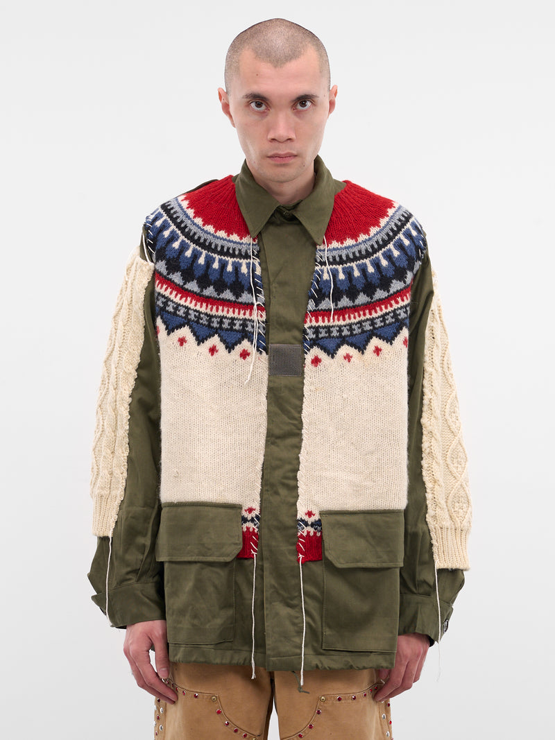 Deconstructed Hybrid Sweater Field Jacket (DC-NS-BL-08-KHAKI)