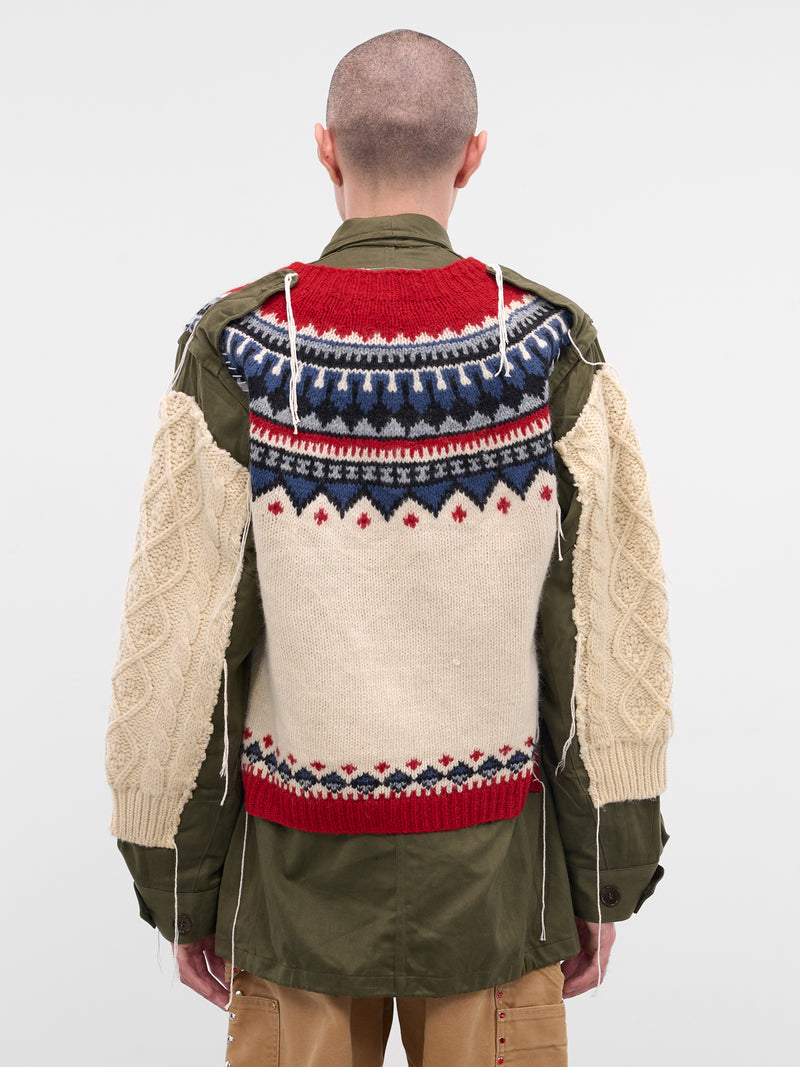 Deconstructed Hybrid Sweater Field Jacket (DC-NS-BL-08-KHAKI)