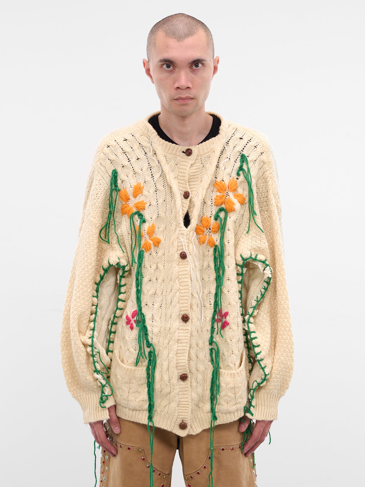 Deconstructed Floral Knit Cardigan (DC-NS-KN-05-WHITE)