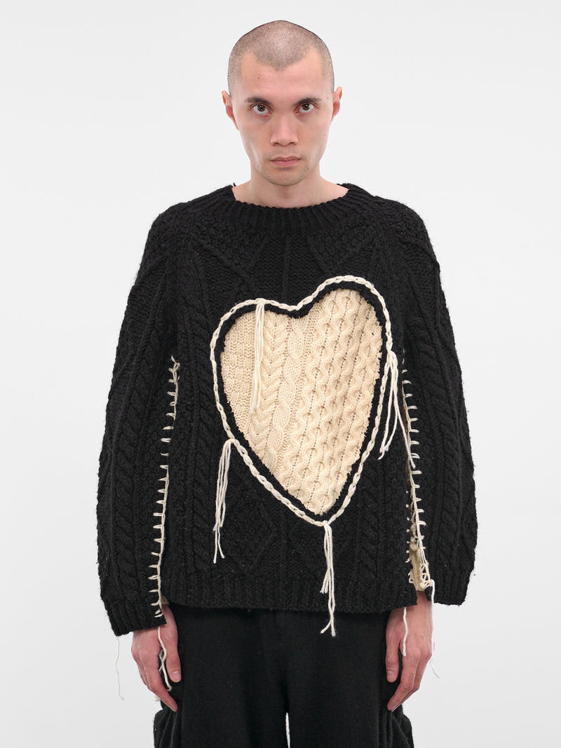 Black Deconstructed Heart Knit Sweater (DC-NS-KN-11-BLACK)