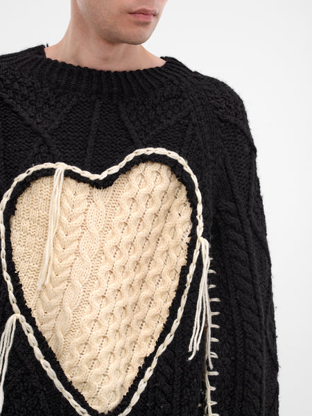Black Deconstructed Heart Knit Sweater (DC-NS-KN-11-BLACK)
