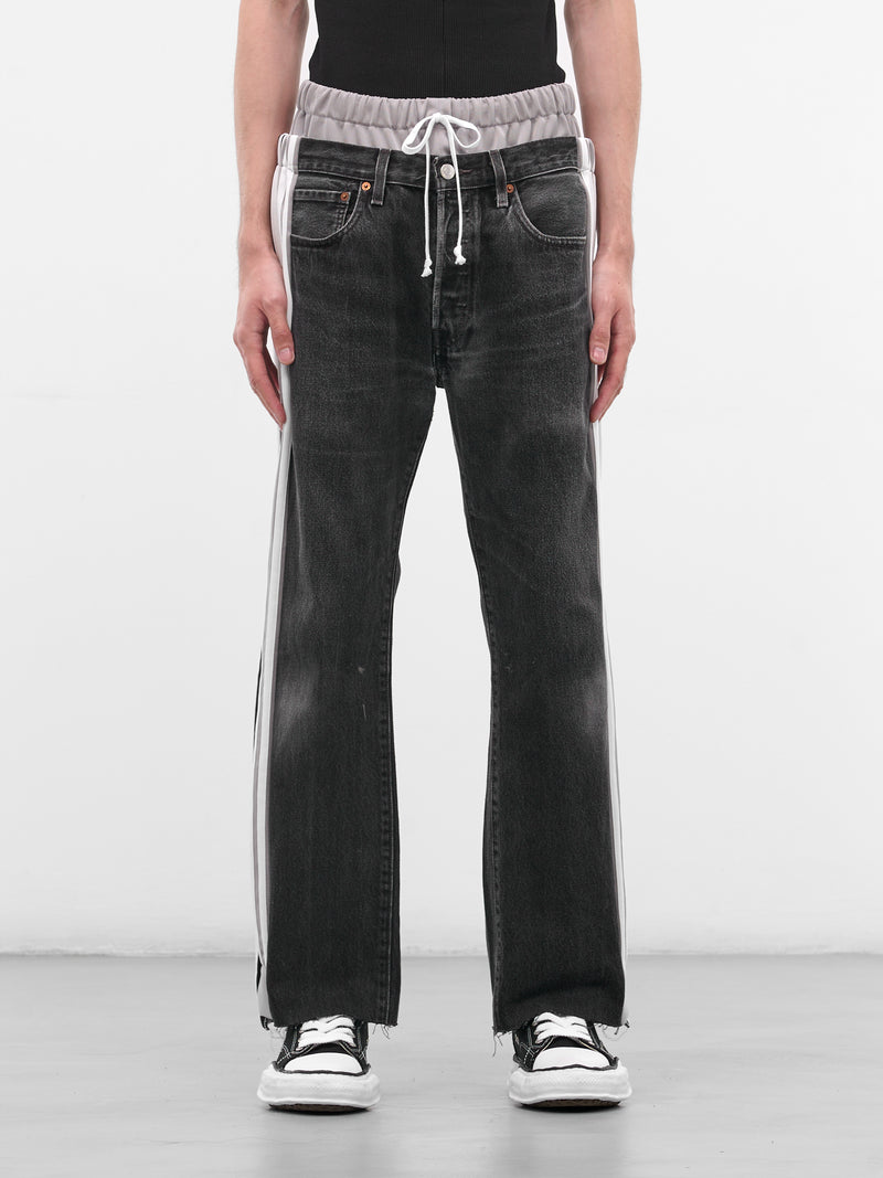 Black Deconstructed Hybrid Track Jeans (DC-NS-PT-35-BLACK)