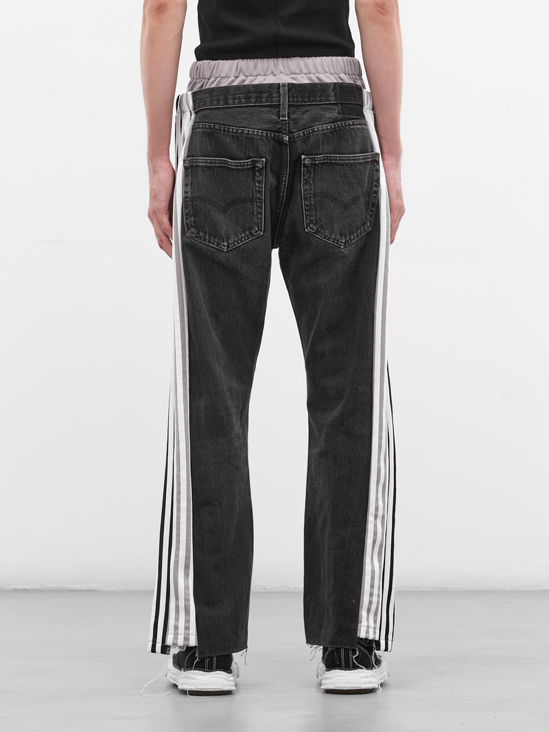 Black Deconstructed Hybrid Track Jeans (DC-NS-PT-35-BLACK)