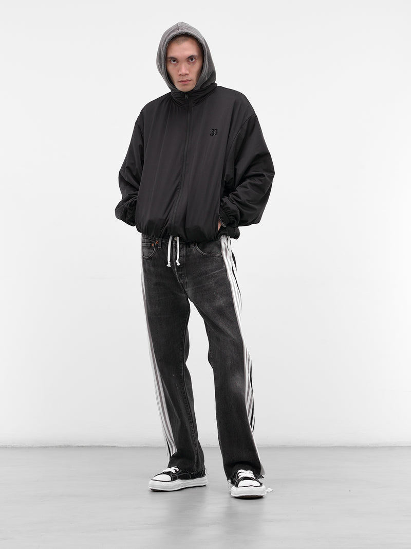 Black Deconstructed Hybrid Track Jeans (DC-NS-PT-35-BLACK)