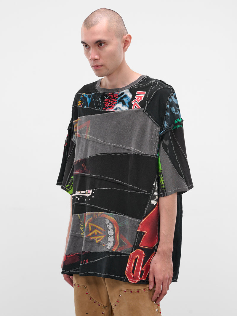 Black Patchwork Graphic Band Tee (DC-NS-T-09-BLACK)