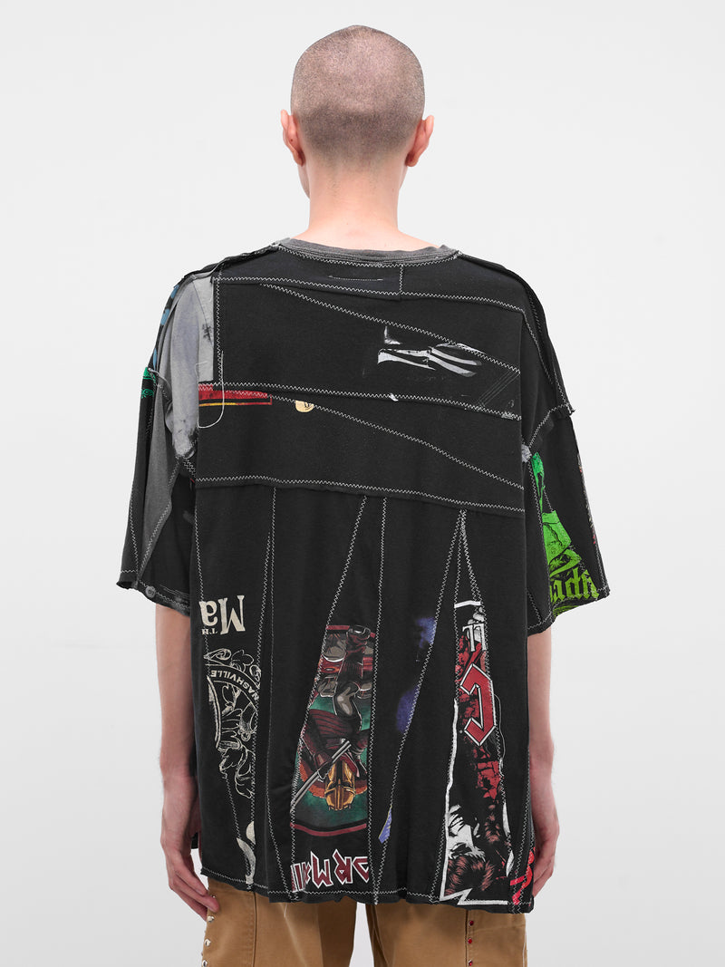 Black Patchwork Graphic Band Tee (DC-NS-T-09-BLACK)