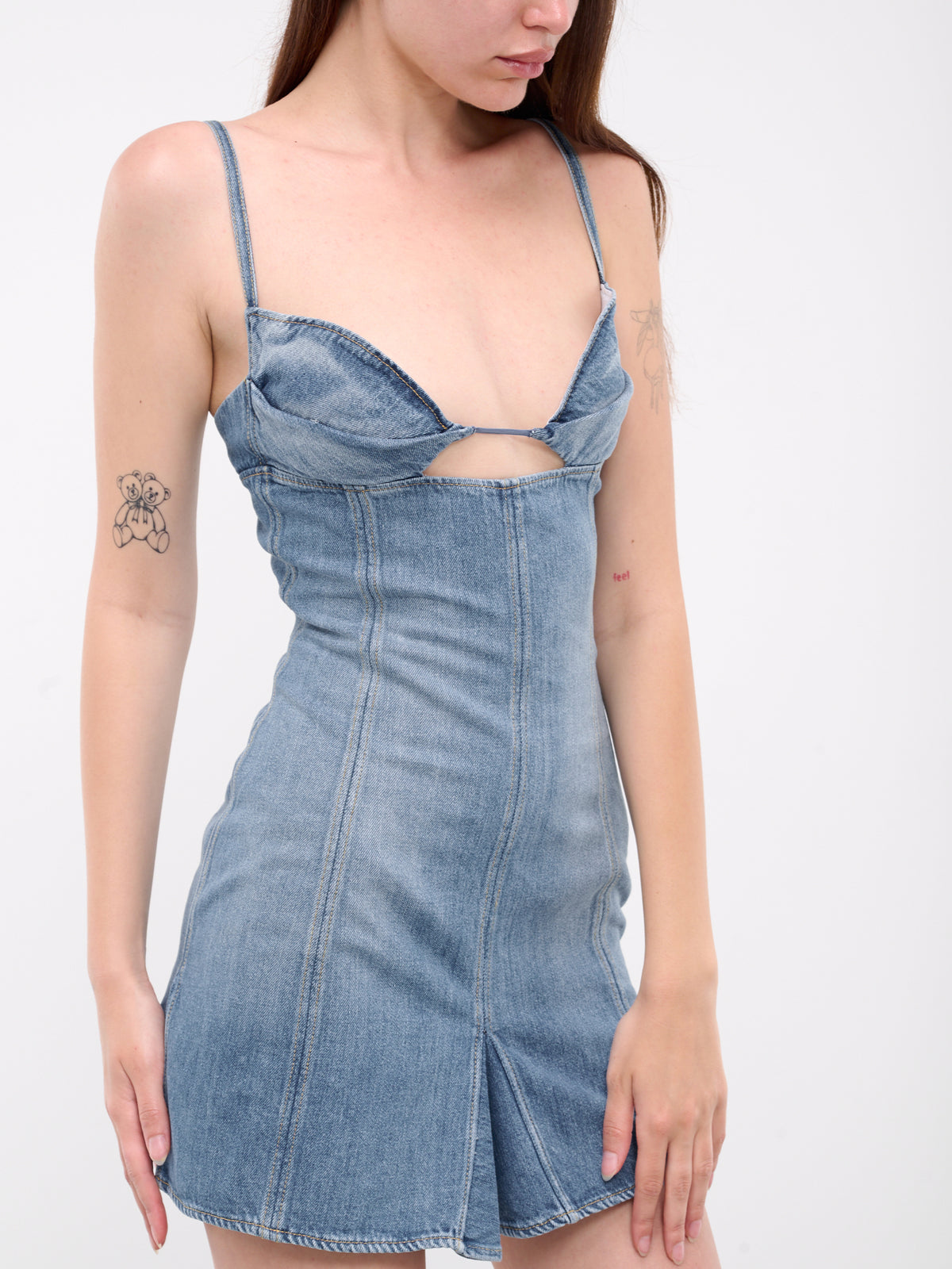 Fitted Dress With Godets (DEN004-BLUE-WASH)