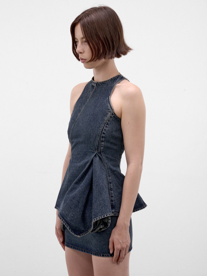 Blue Asymmetric Denim Blouse (DENIM-10-BLOUSE-BLUE)