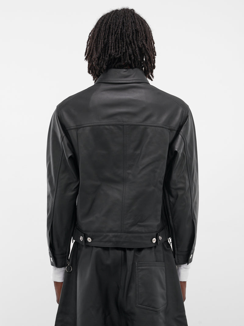 Black Labm Leather Trucker Jacket (DENIM-JACKET-2-RUCHE-BLACK)