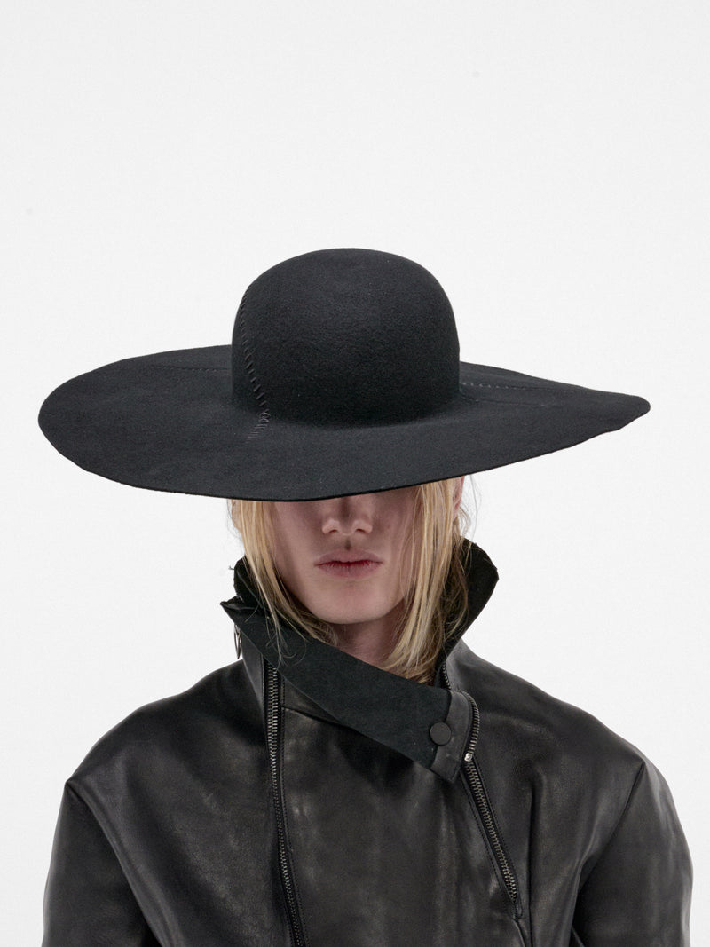 Black Wool Distortion Single Hat (DIS-M-W-SINGLE-HAT-01-BLACK)