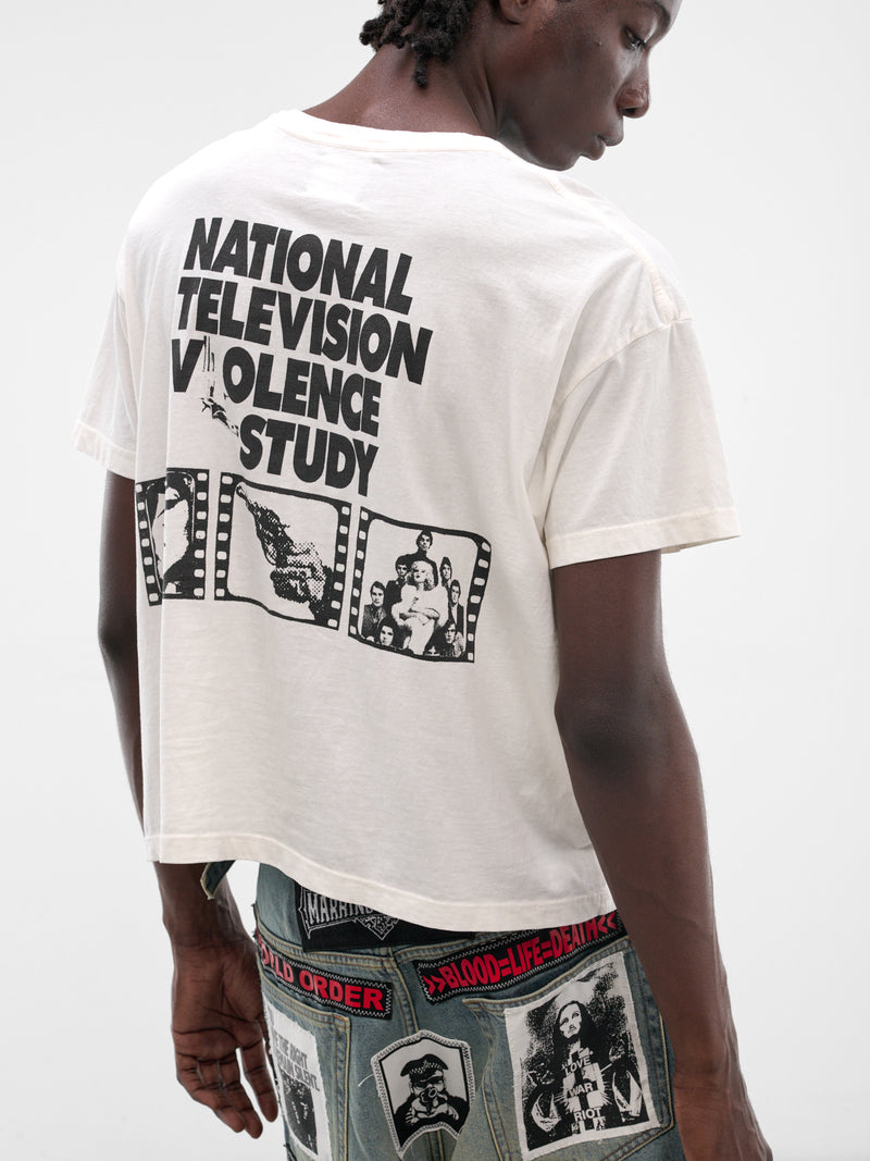 MARKING DISTANCE White Distressed Virus Tee | H.Lorenzo - detail 2