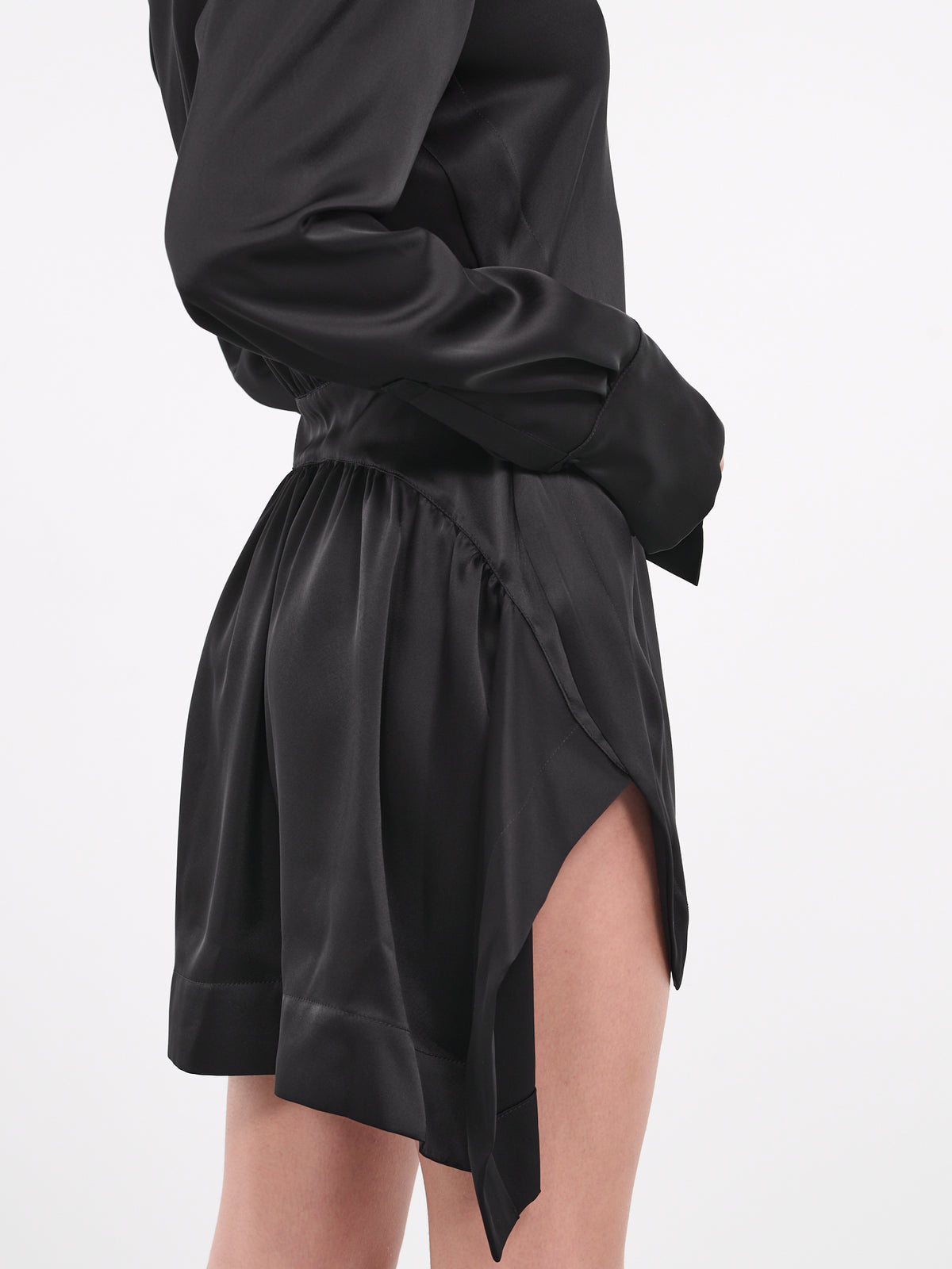 Satin Shirt Dress (DK06D-BLACK)