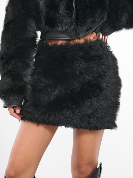 Faux-Fur Mini Skirt (DK75S-BLACK)