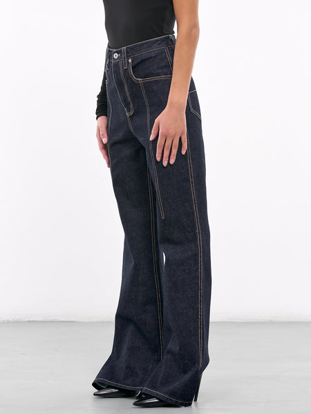 デニム・ジーパン [MATINKIM]stitch point crinkle denim pants in dark navy STITCH POINT CRINKLE DENIM PANTS IN DARK NAVY – Matin Kim