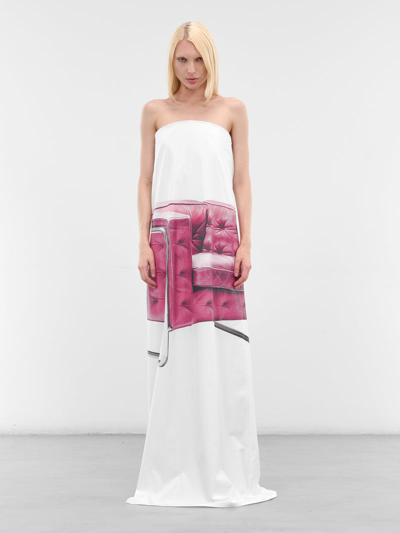 Dora White Graphic Strapless Dress (DORA-WHITE)