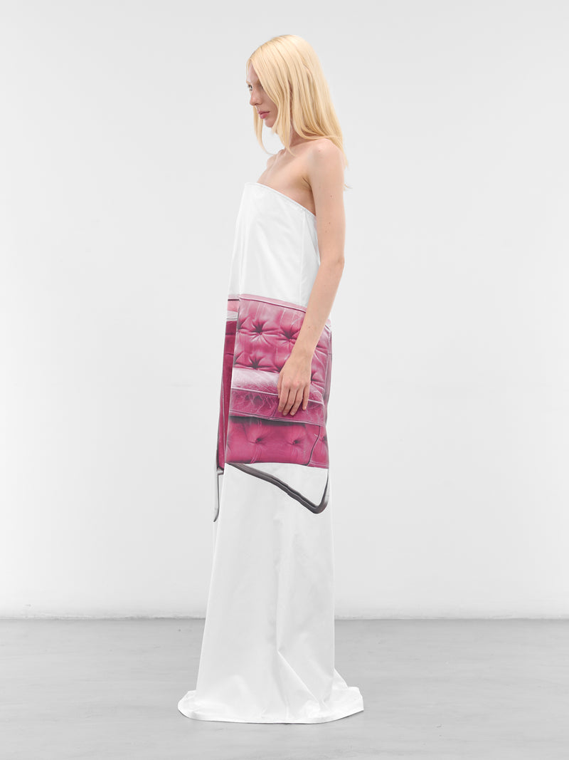 Dora White Graphic Strapless Dress (DORA-WHITE)