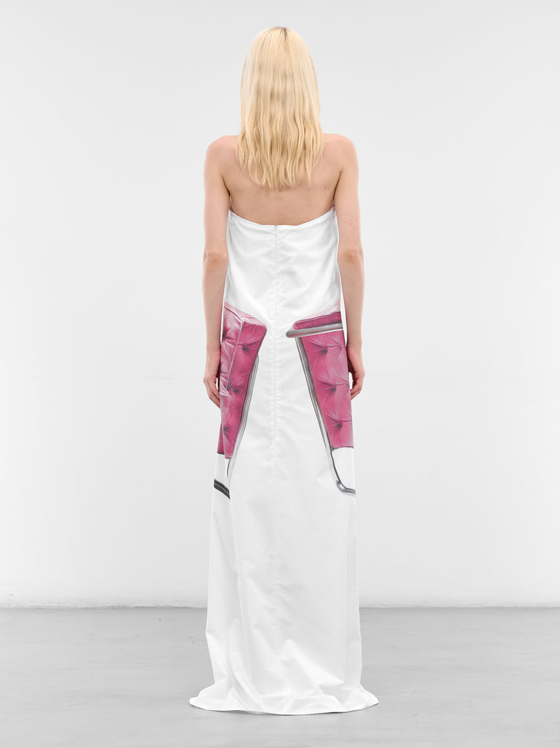 Dora White Graphic Strapless Dress (DORA-WHITE)