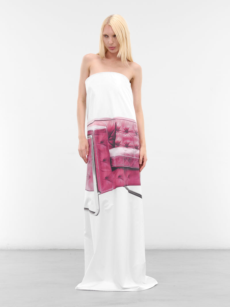 Dora White Graphic Strapless Dress (DORA-WHITE)