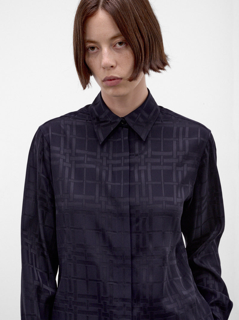 Ink Blue Geometric Dorothea Shirt (DOROTHEA-C6517-DARK-INK-BLUE)