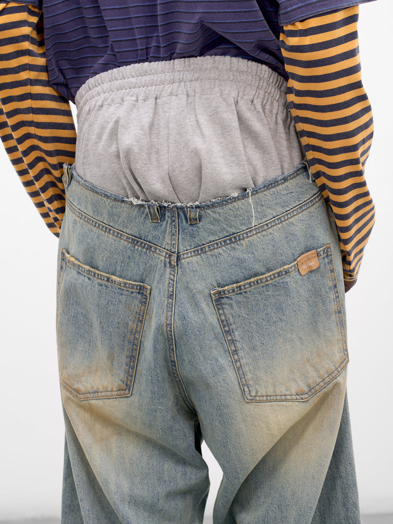 Blue Layered Sweatpants & Denim Jeans (DP0-26-368-U-BL-BLUE)