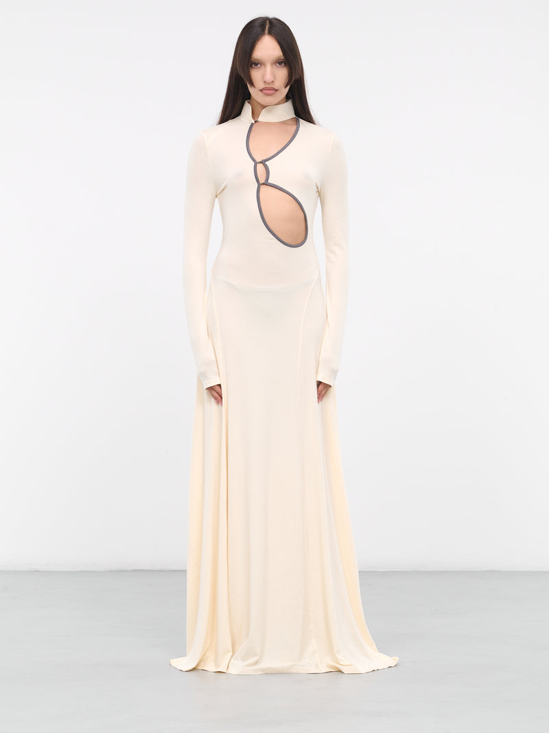 Cut-out Qipao Dress (DR-01-WH-BEIGE)
