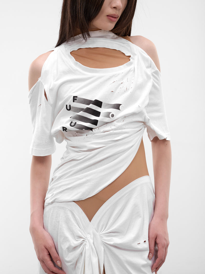 Deconstructed T-Shirt & Mesh Gown (DR-TSM-3-WHITE-MESH)
