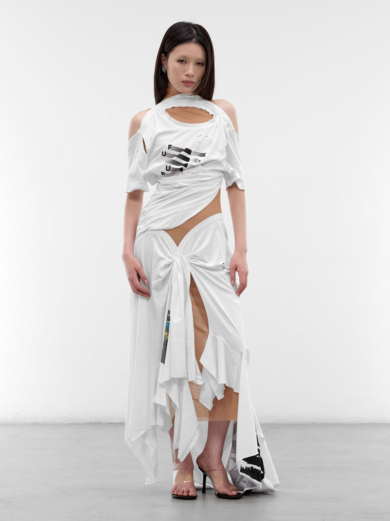 Deconstructed T-Shirt & Mesh Gown (DR-TSM-3-WHITE-MESH)