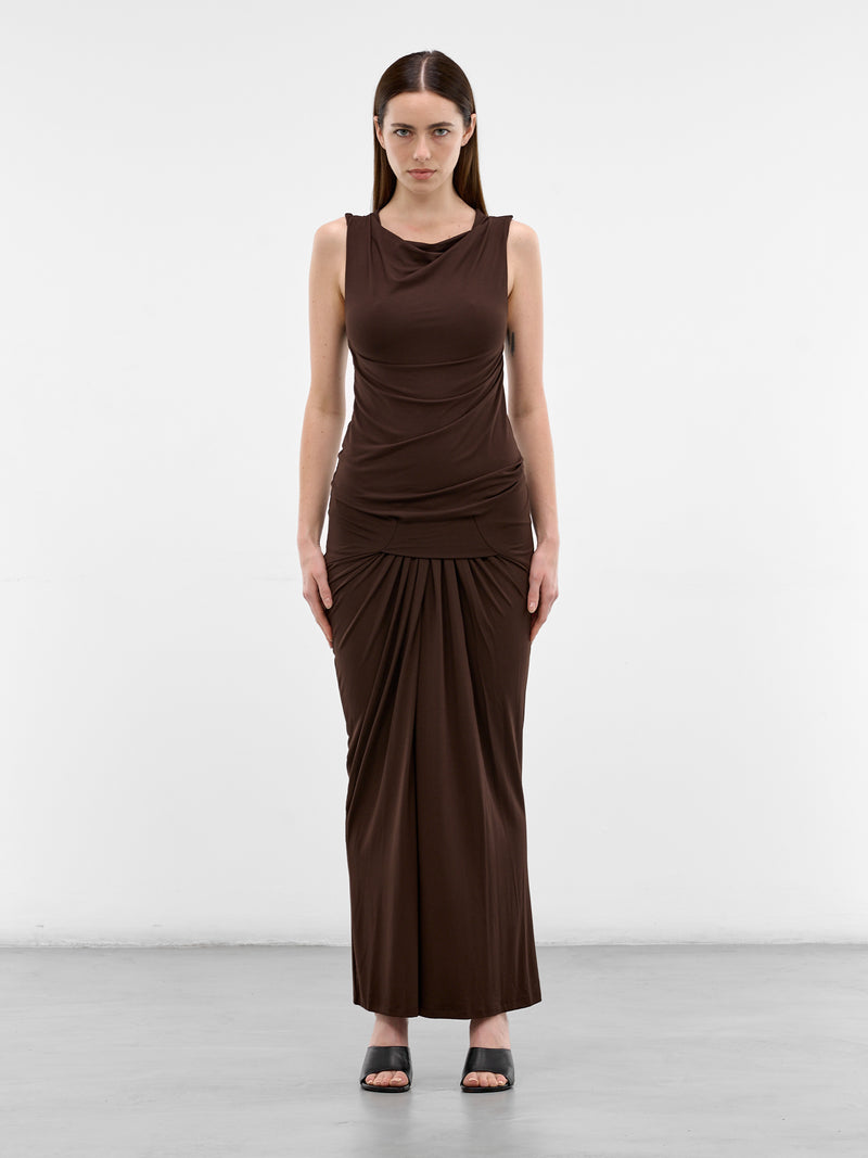 Tobacco Draped Sleeveless Maxi Dress (DR01243-TOBACCO)