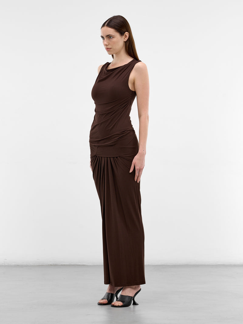 Tobacco Draped Sleeveless Maxi Dress (DR01243-TOBACCO)