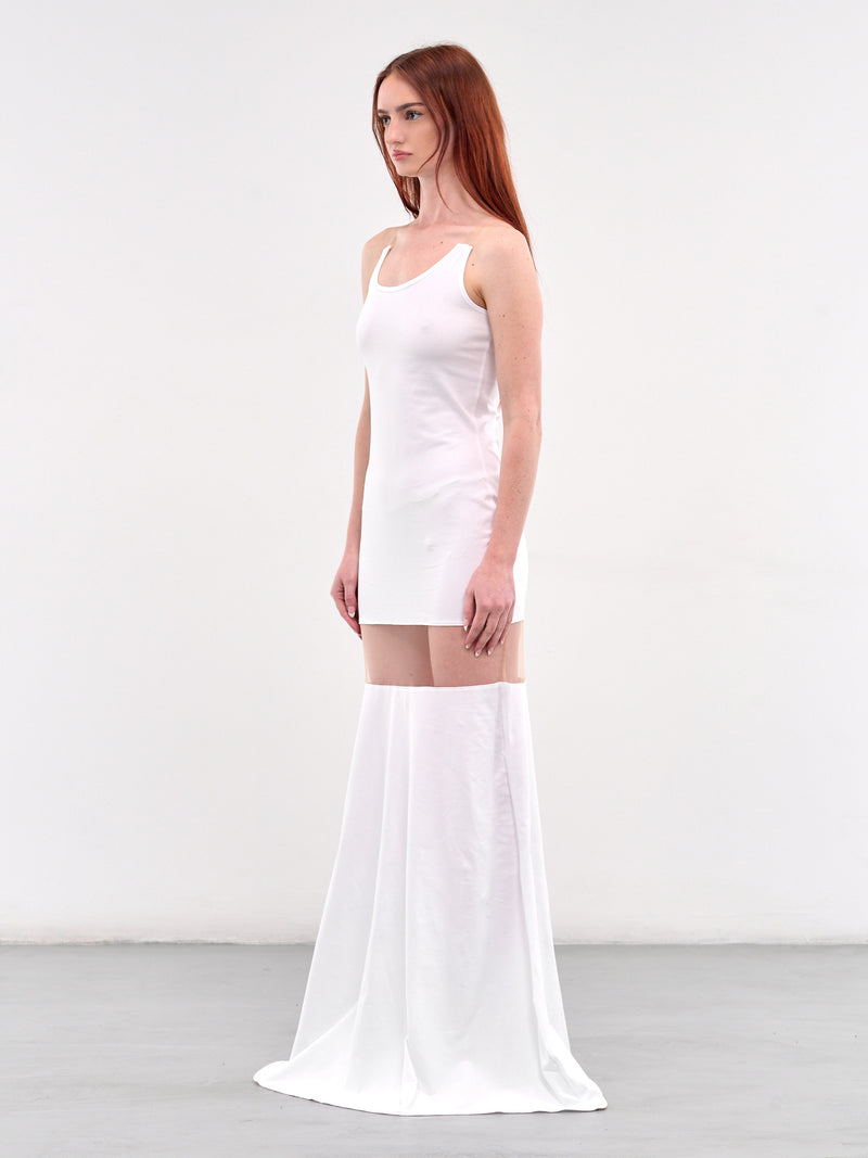 Trompe L'oeil Floating Tank Dress (DR01598-0657-BRIGHT-WHITE)