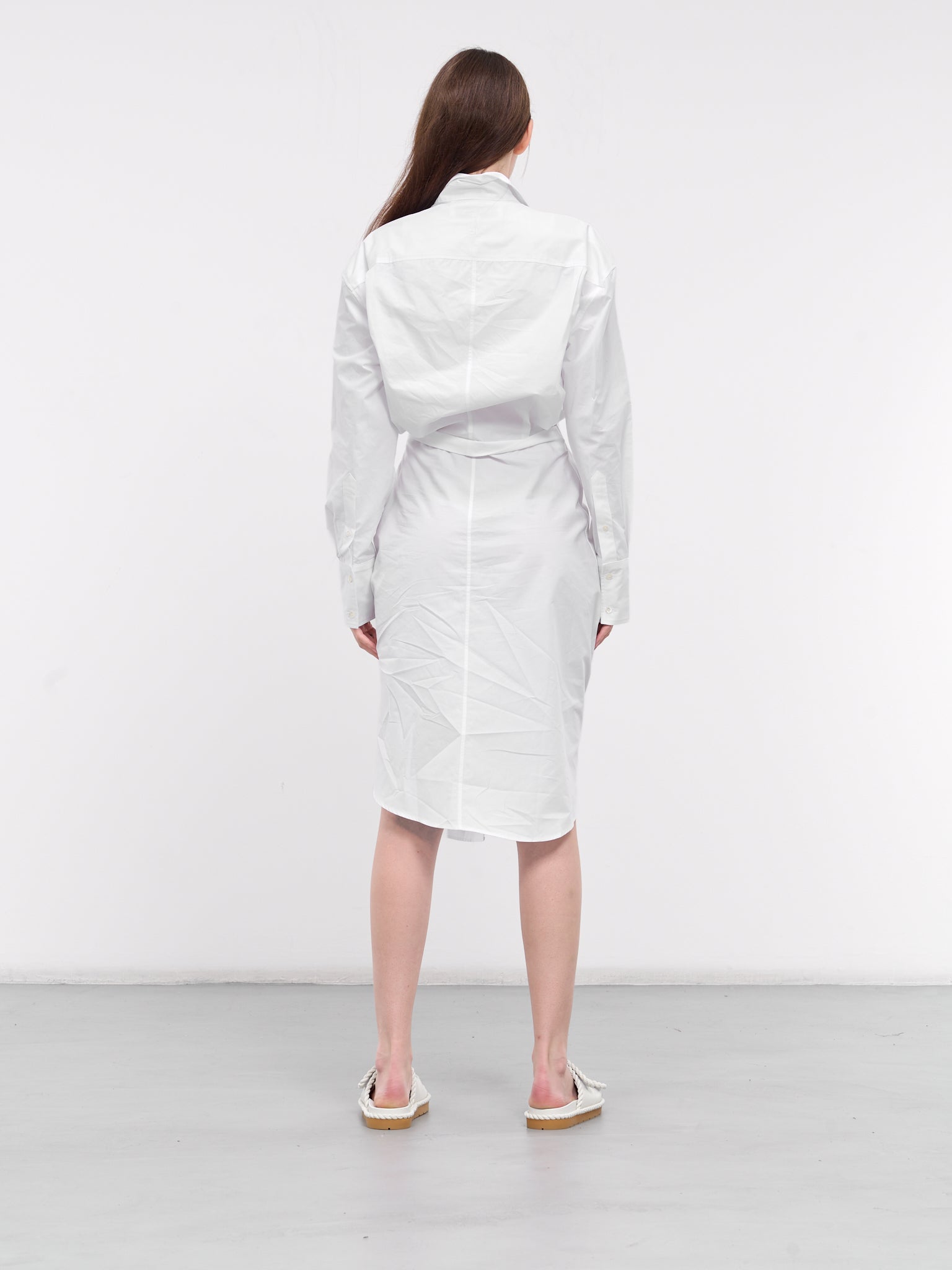 Knot Front Hybrid Shirt Dress (DR0434-PG1090-WHITE)