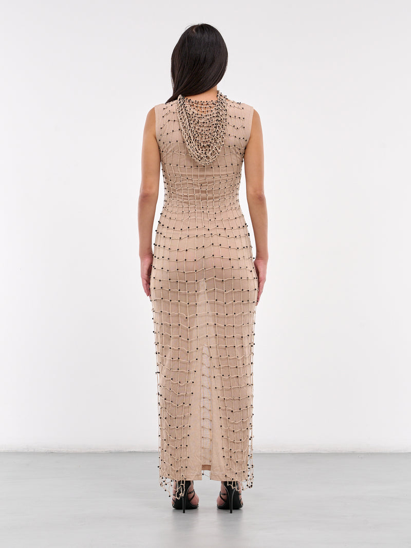 Handmade Crochet Hooded Dress (DR06CA47-CAMEL)