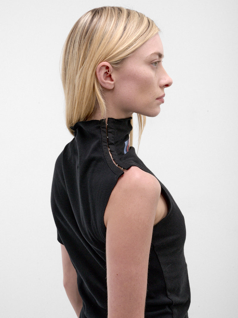 Black Draped Hook & Eyelet Top (DRAPED-H&E-TS-BLACK)