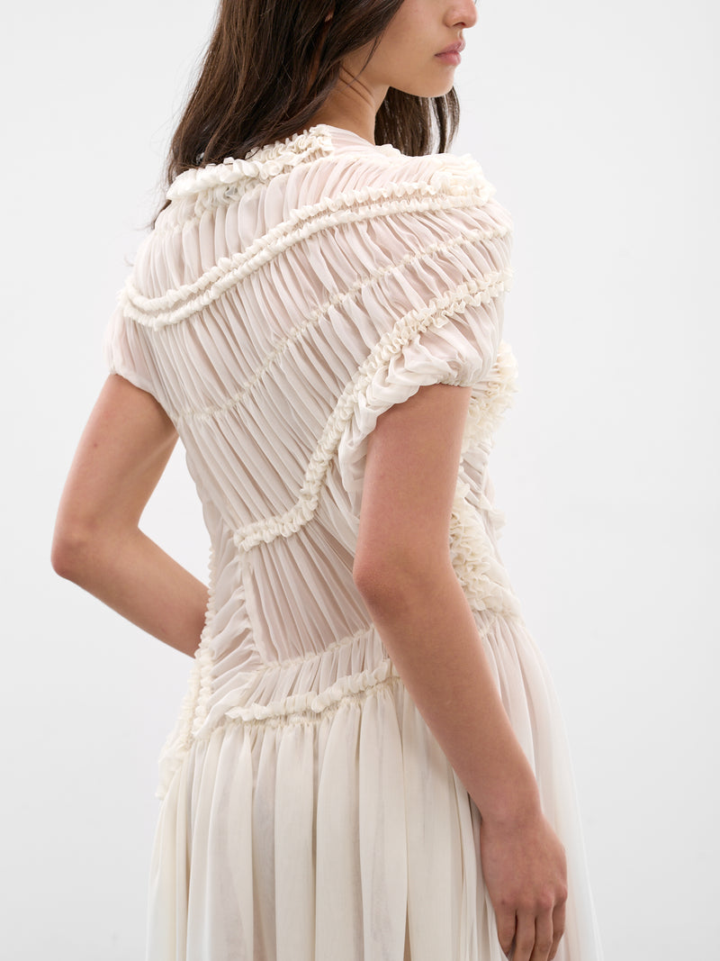 Cream Silk Draped Ruching Dress (DRESS-06-CREAM)