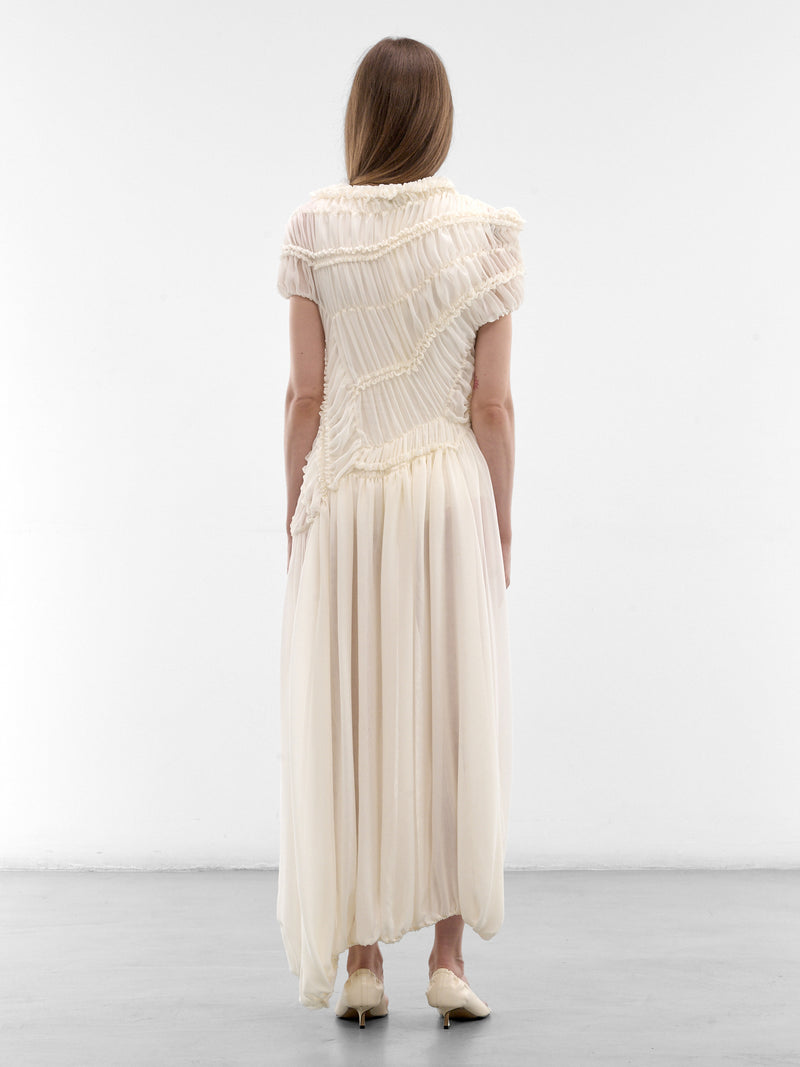 Cream Silk Draped Ruching Dress (DRESS-06-CREAM)