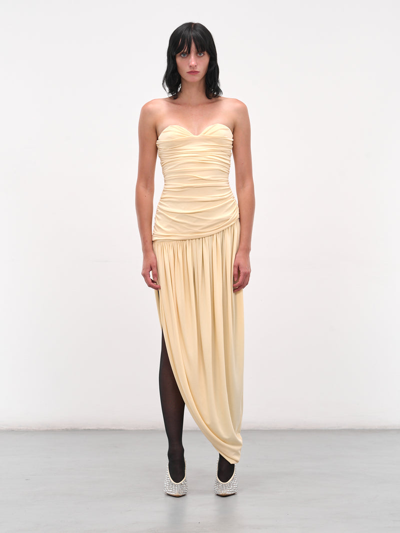 Cream Open-Leg Draped Midi Dress (DRESS-11-CREAM)