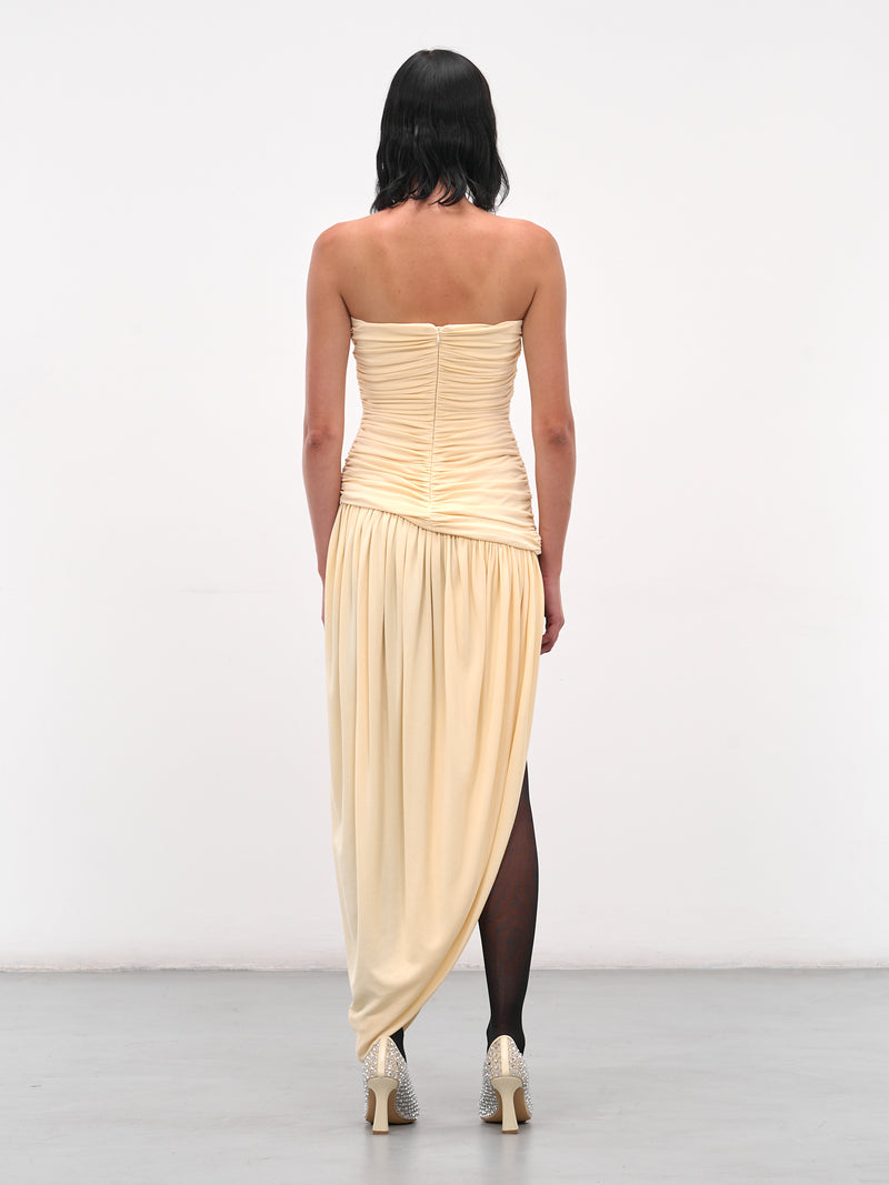 Cream Open-Leg Draped Midi Dress (DRESS-11-CREAM)