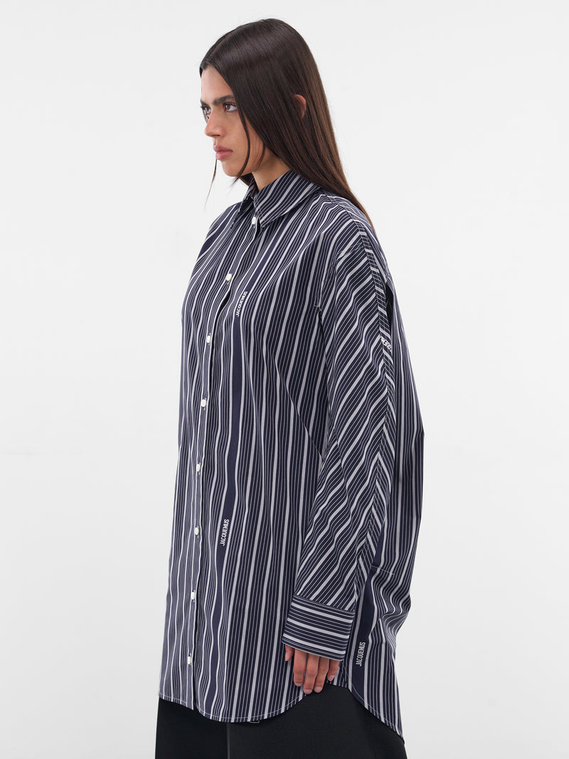 Black Striped Shirt Dress (DRW00686AW00494-STRIPES)