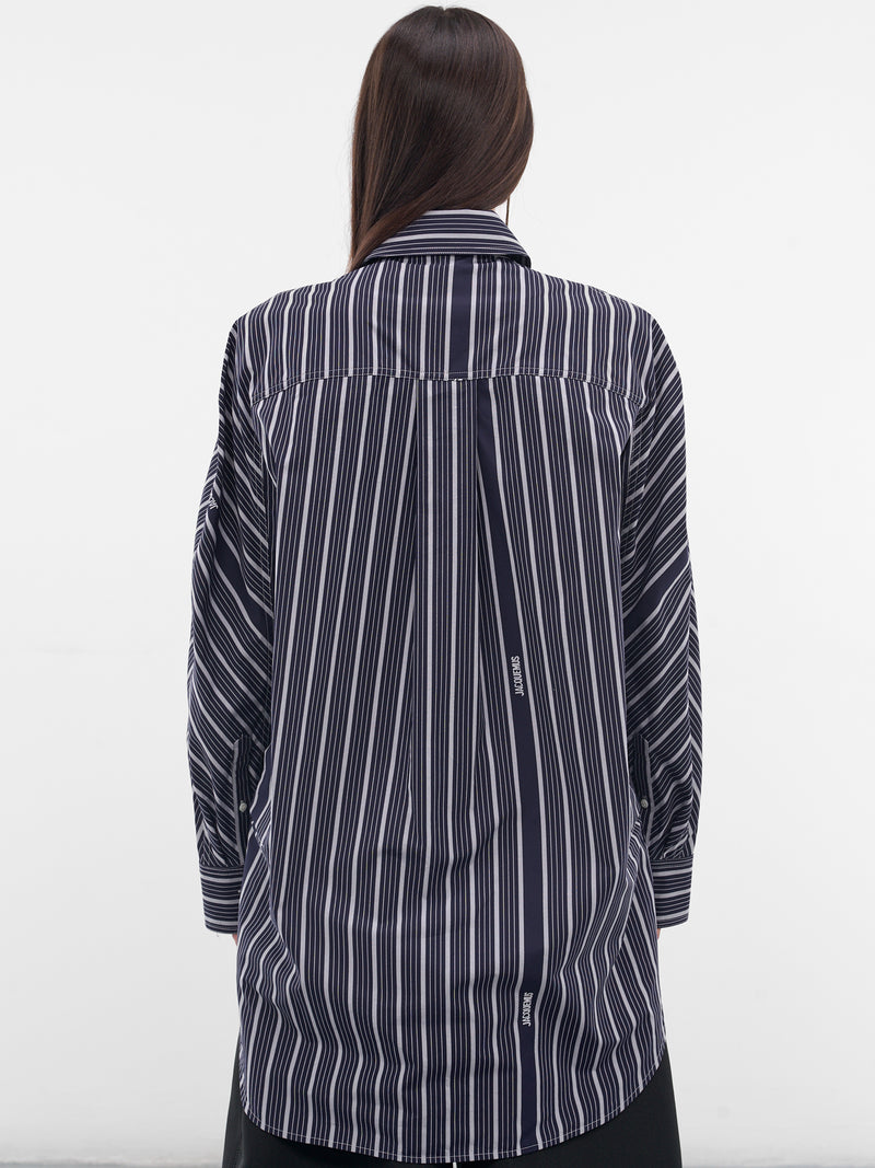 Black Striped Shirt Dress (DRW00686AW00494-STRIPES)