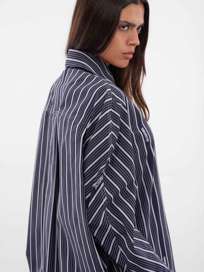 Black Striped Shirt Dress (DRW00686AW00494-STRIPES)